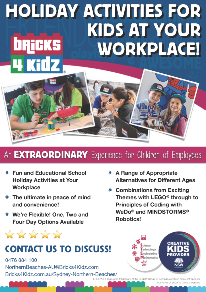 BRICKS 4 KIDZ Sydney | Workplace School Holiday Workshops Programs Activities LEGO | Flyer